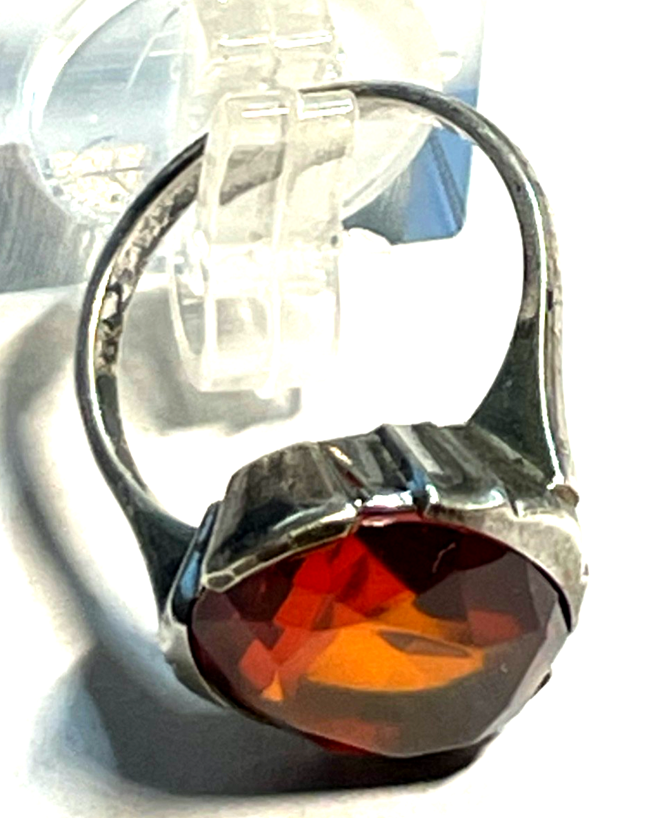 Antik 830 Silber Ring mit Bernstein geschliffen facettiert 30er J RG 53 Ø 16,8mm2