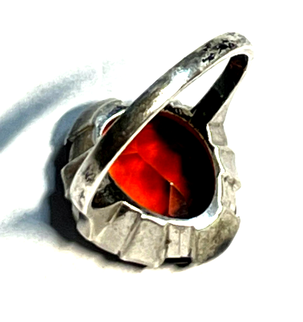 Antik 830 Silber Ring mit Bernstein geschliffen facettiert 30er J RG 53 Ø 16,8mm8