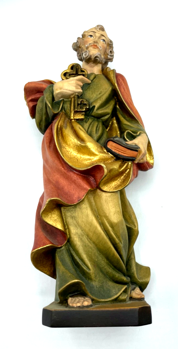 Vintage by OTCO Designer Woodcarving Holzfigur Petrus farbig gefasst H 29,5 cm7