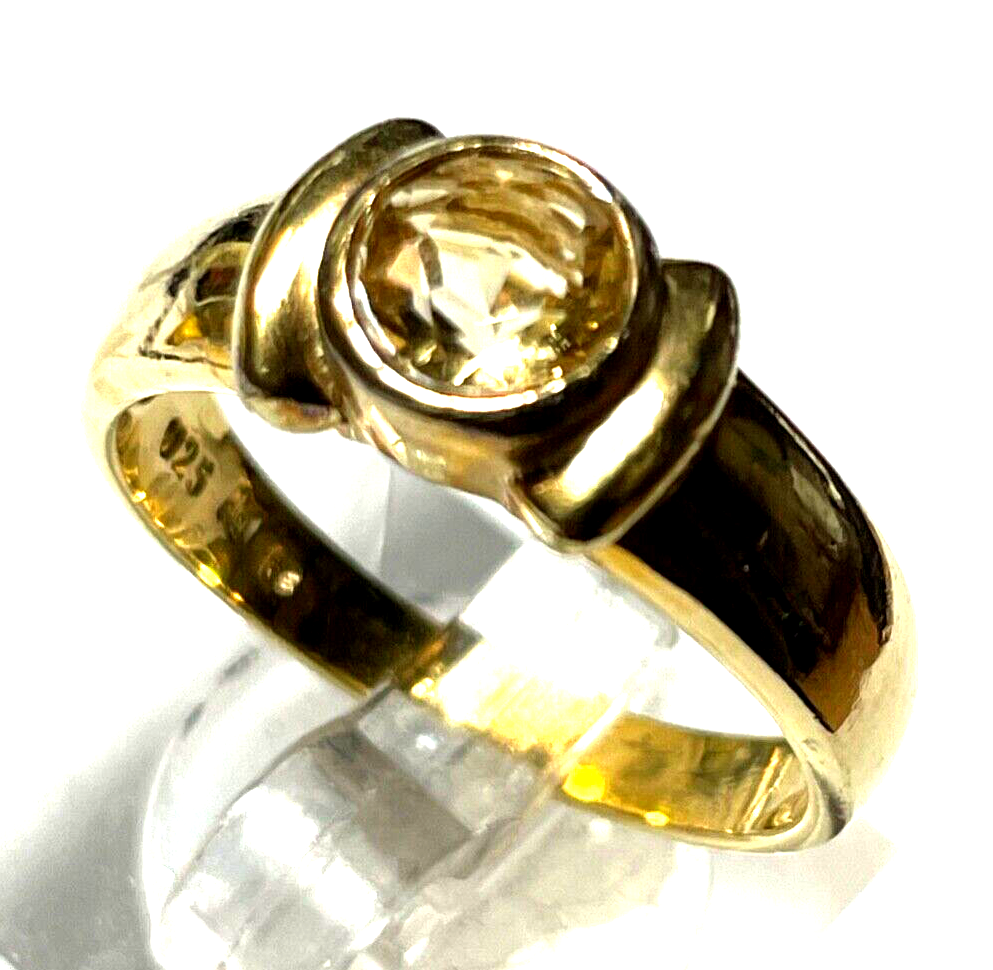 925 Silber Ring vergoldet Silberring mit Ø 6 mm Citrin  Ø 19 mm RG 60 Handarbeit2