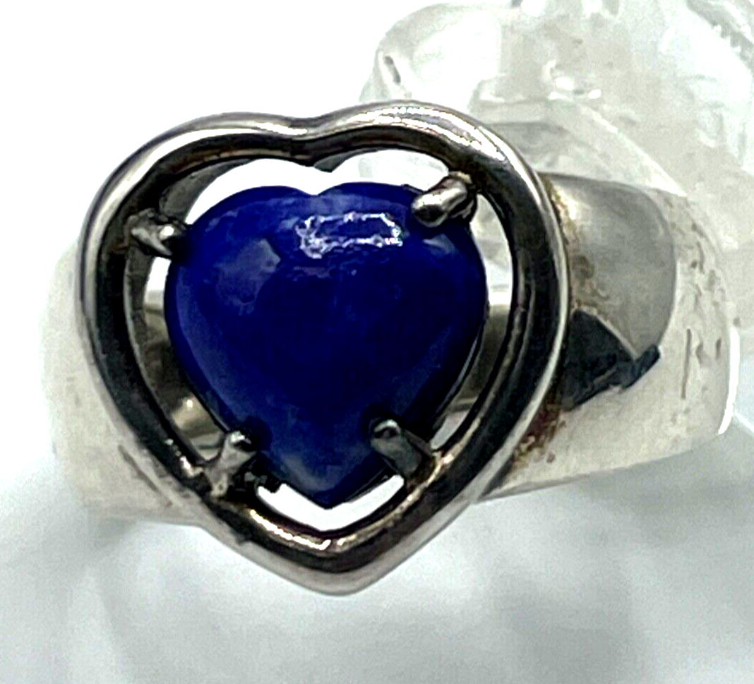Solider 925 Silber Ring Silberring mit Herz aus Sodalith Ø 19 mm RG 60 gepflegt4