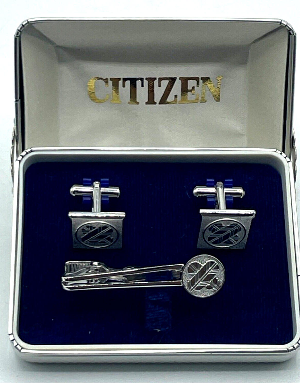 Citizen Manschettenknöpfe Krawattenhalter Samurai Symbol Hawk Feather orig. Box0