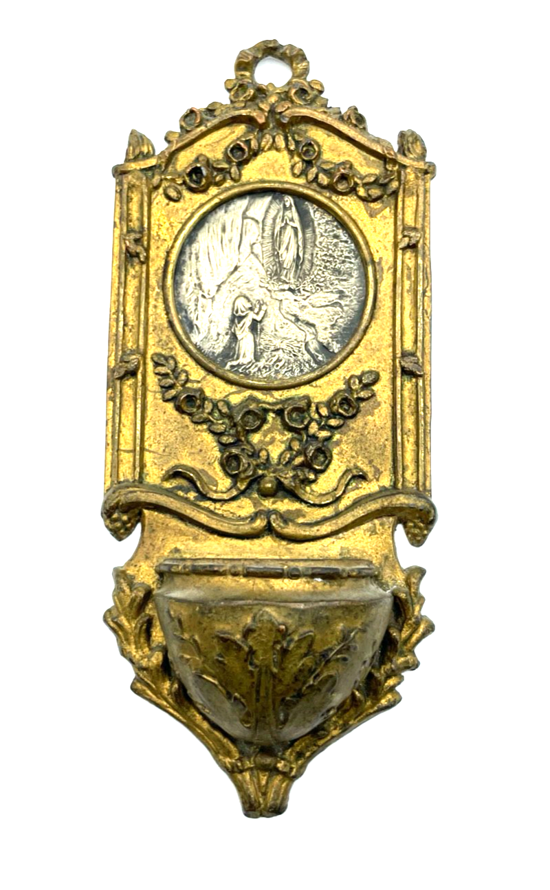 Antik Weihwasserkessel für Wand um 1880 Lourdes Pilger Souvenir Historismus0