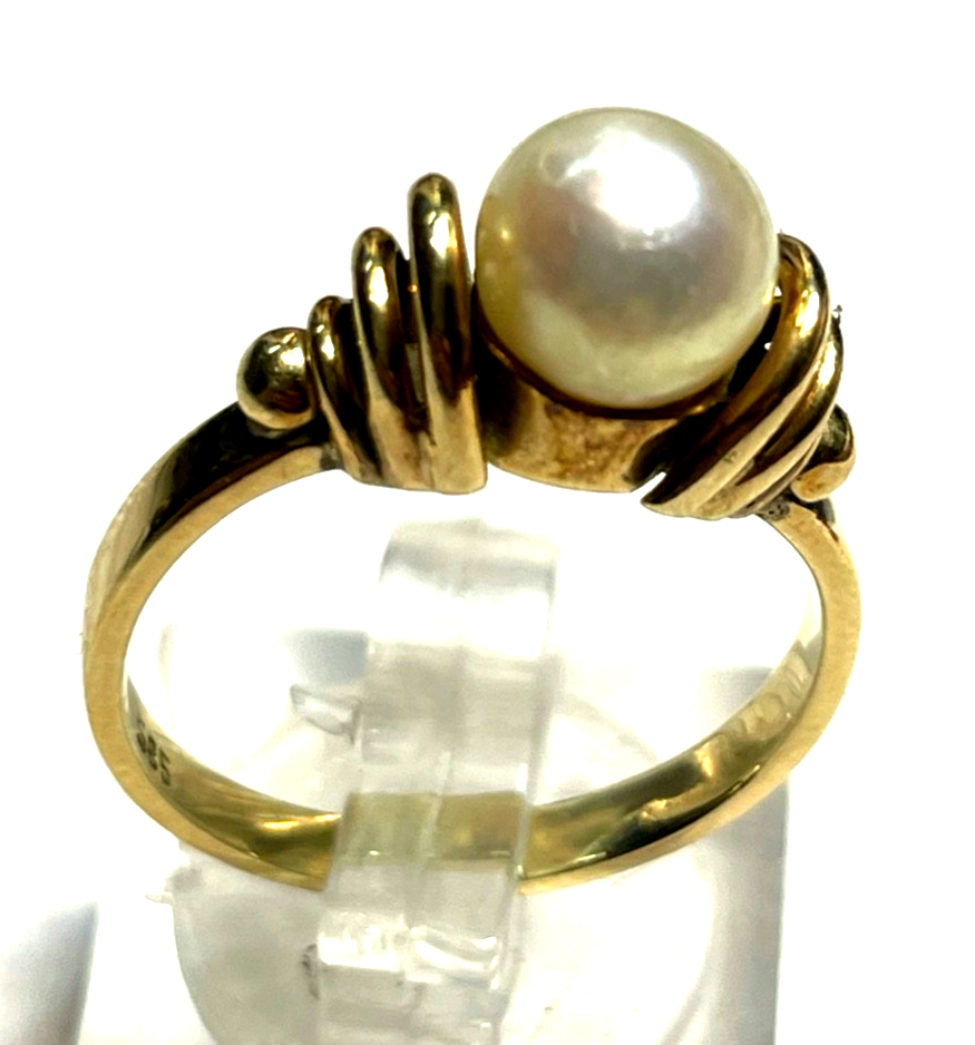 Solider Klassiker 585 Gold 14 K Ring 17,5 mm RG 55 Natur Perle Juwelier 4,25 Gr.5