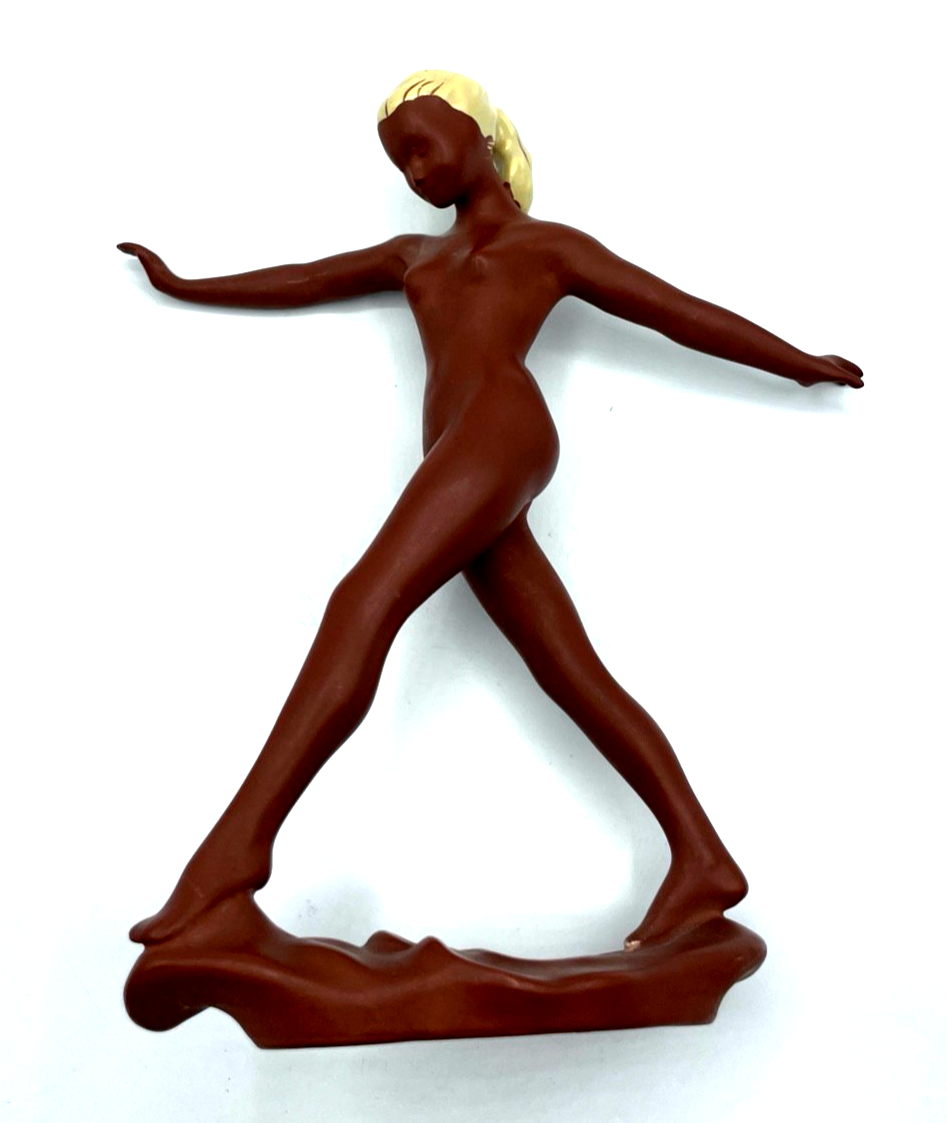 mid-century Cortendorf Keramik Figur dynamisch Tänzerin grazil Frauenfigur H24,55