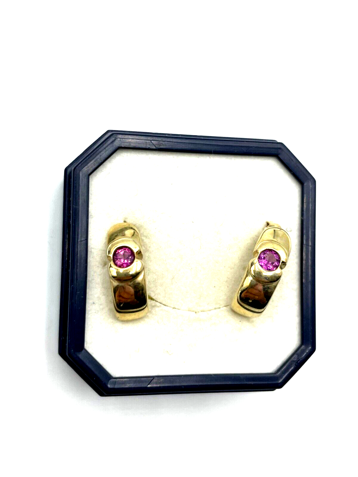 375 Gold 9 K Ohrringe Pink Rhodolith Almandin Edelstein L 14 mm B 5 mm Juwelier1