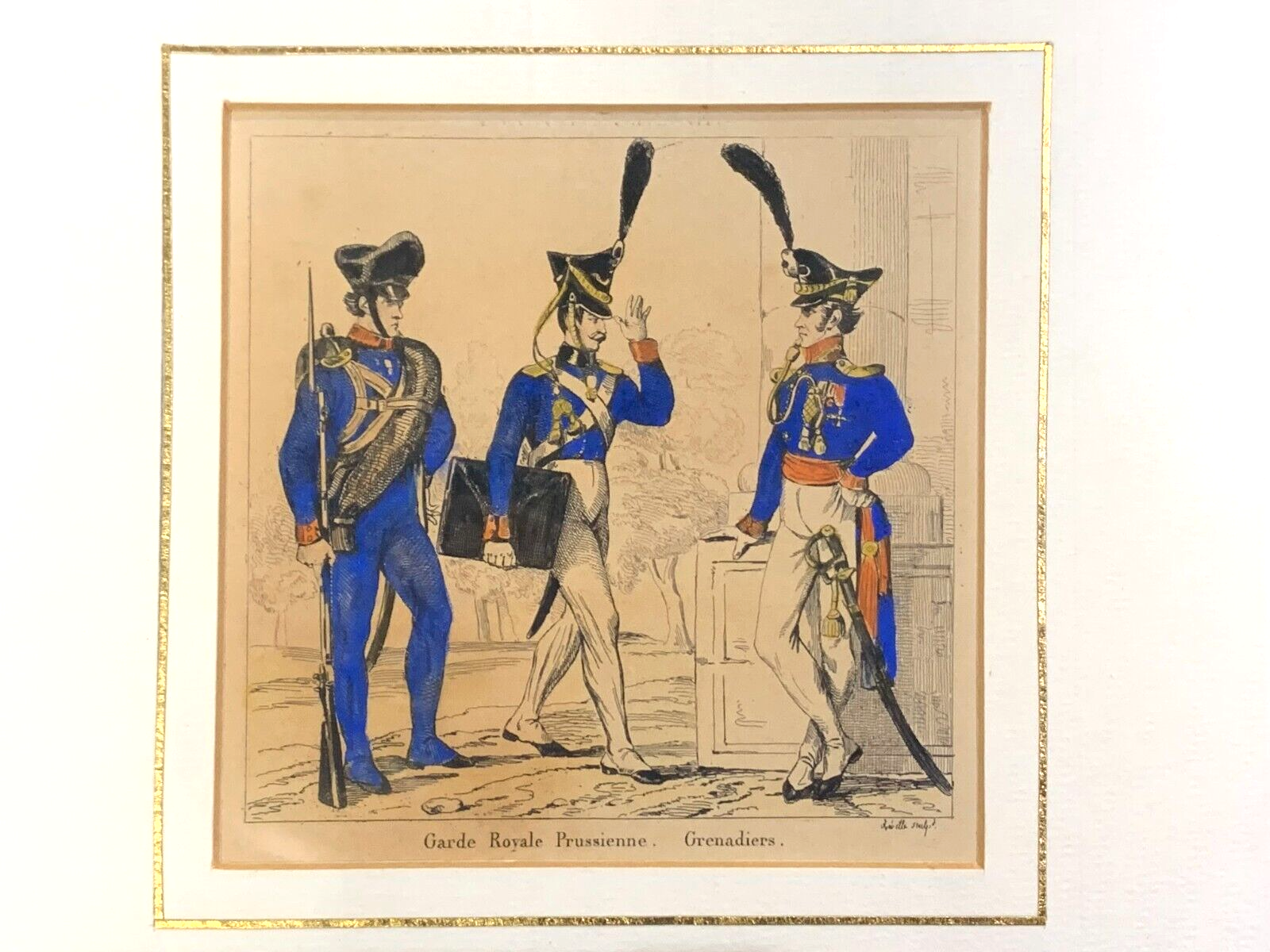 Lacauchie - Stahlstich koloriert - Grenadier der preußischen königlichen Garde1