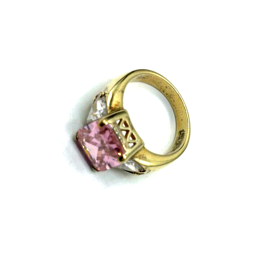 Statement 925 Silber vergoldet Silberring üppige Zirkonia Pink Ø 19 mm RG 608