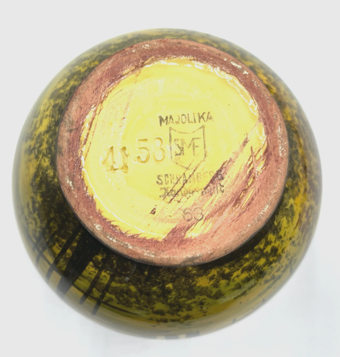 Antik Schramberg Majolika SMF Vase Modell 4158 / 63 Handgemalt H 10 cm B 10 cm6