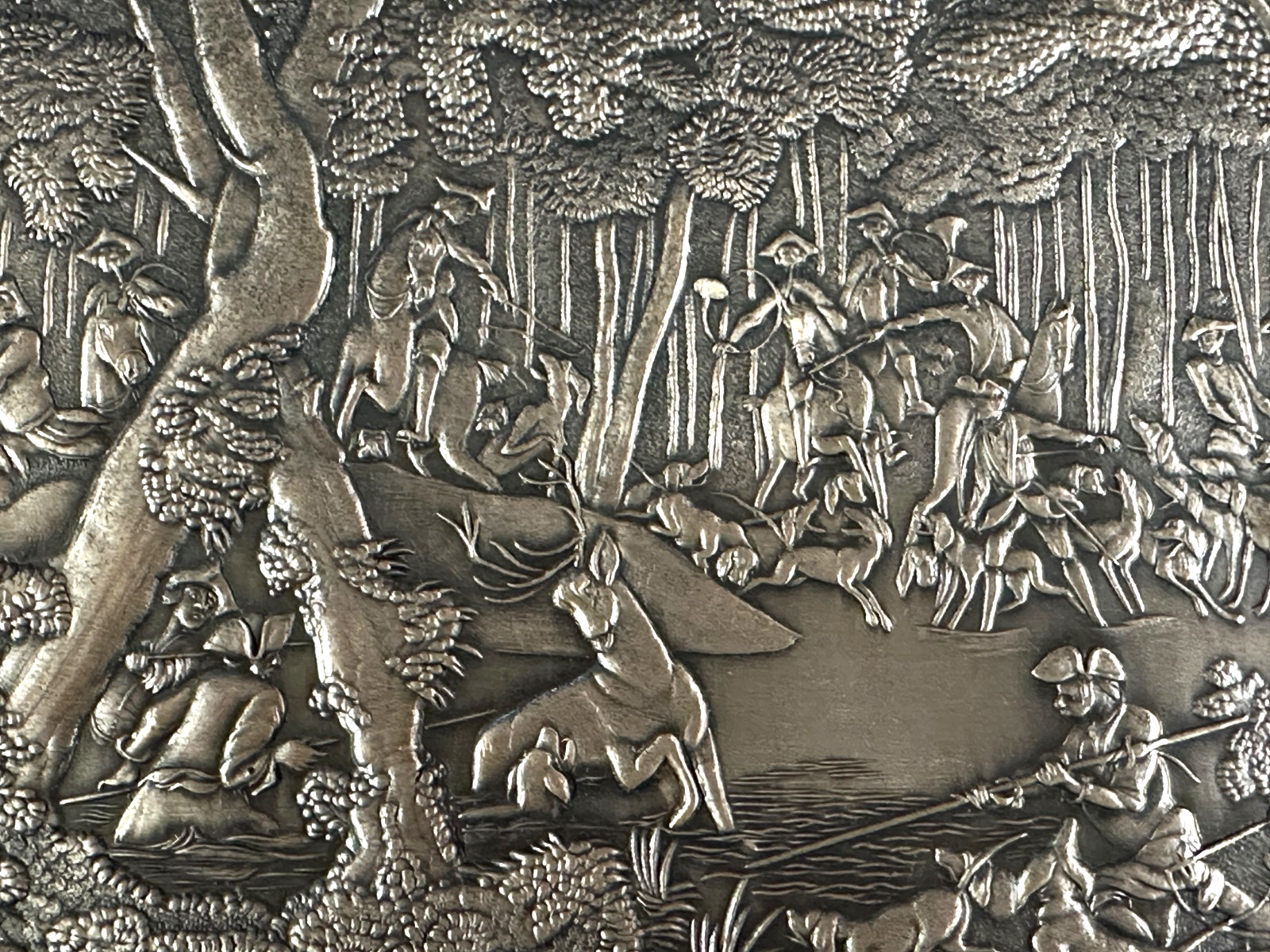 Silberrelief - Jagdszene J. E. Ridinger – Feinsilber 999 – limitiert 87/12005