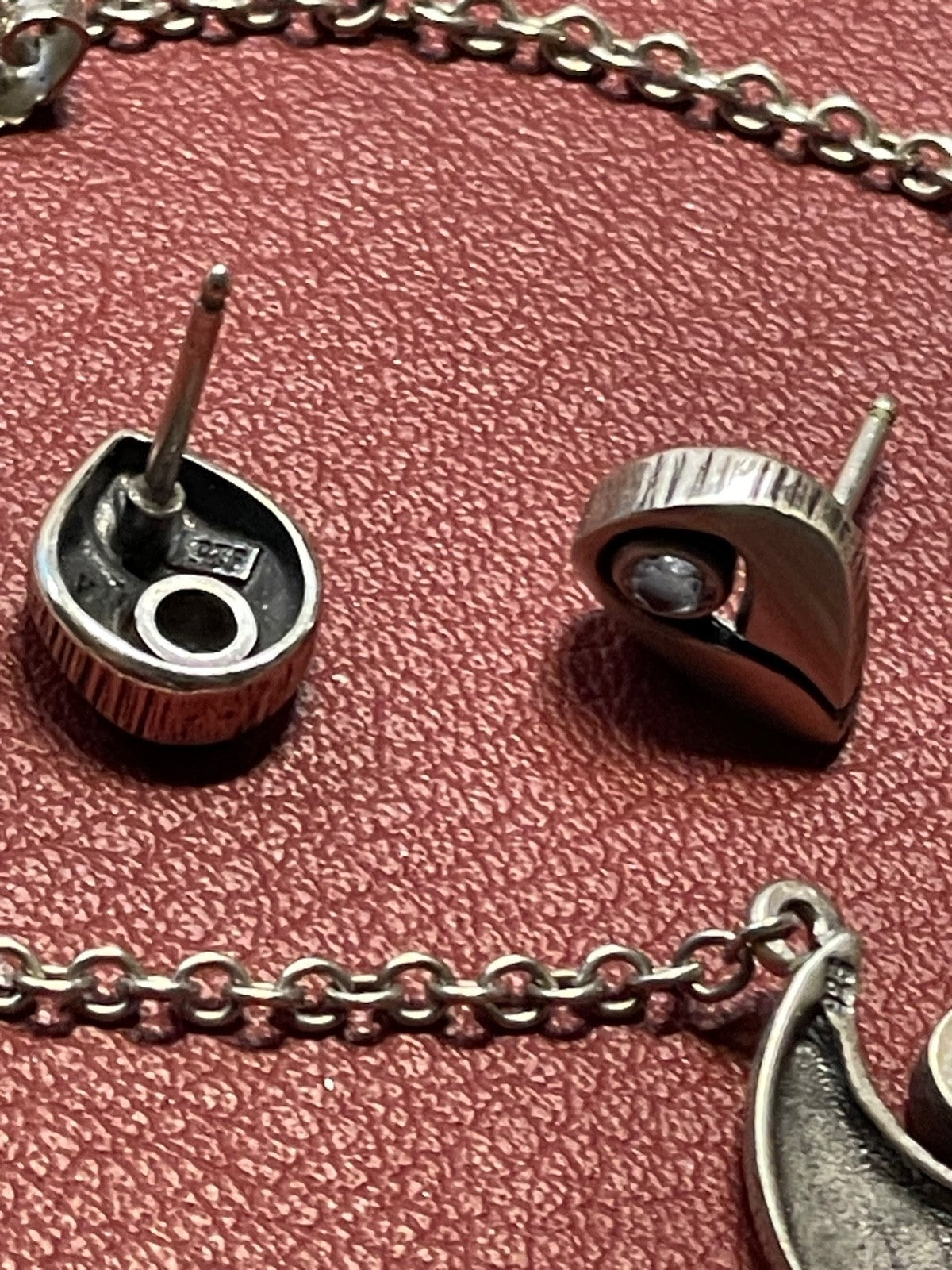 Sten &Laine Finnland 925 Silber Bergkristall Set Halskette Collier + Ohrstecker10
