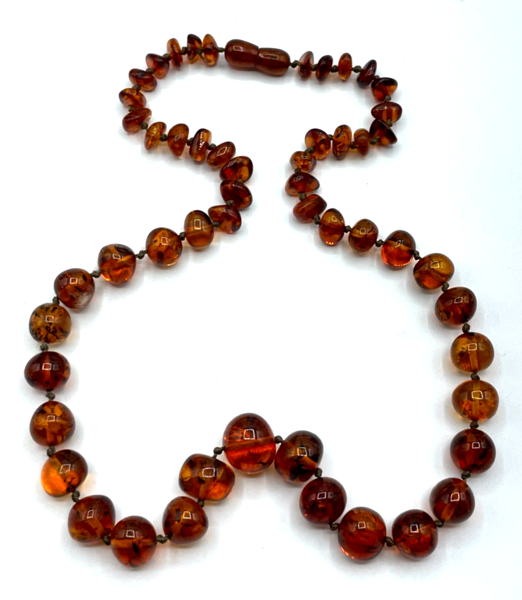 Elegante vintage Bernstein Amber Kette 61 cm mit Schraubverschluss im Verlauf3