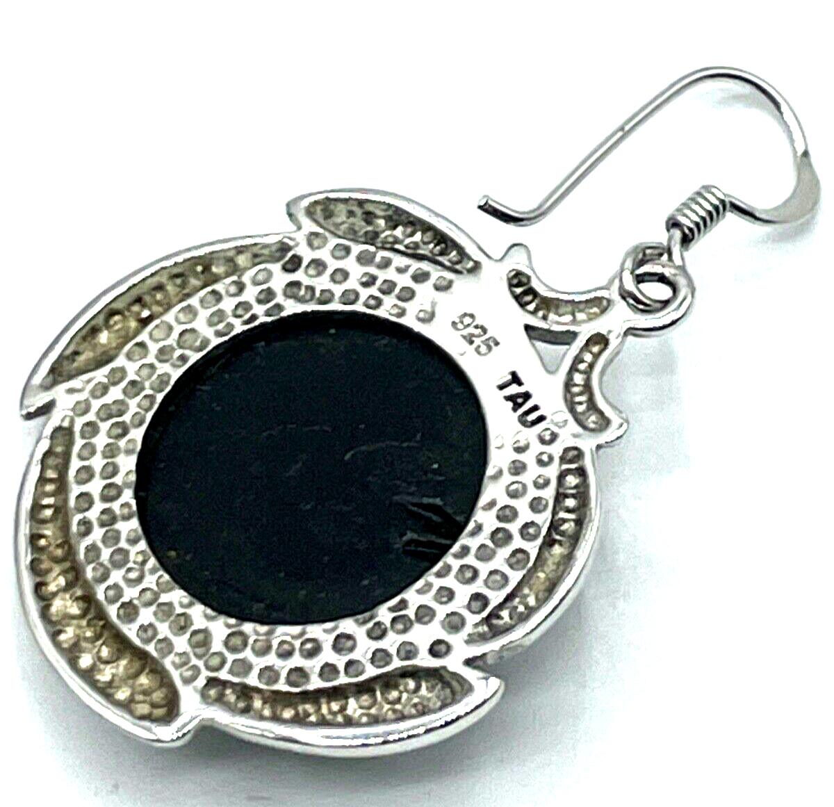 Prächtige TAU 925 Silber Ohrringe Ohrhänger Achatdruse ausgefallen L 43 B 26 mm6