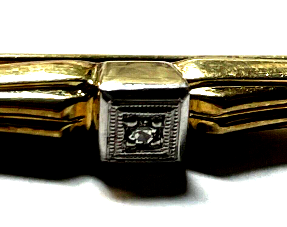 Klassische 585 Gold 14 K Brosche Stabbrosche mit Brillant in WG 0,05 ct gepflegt8