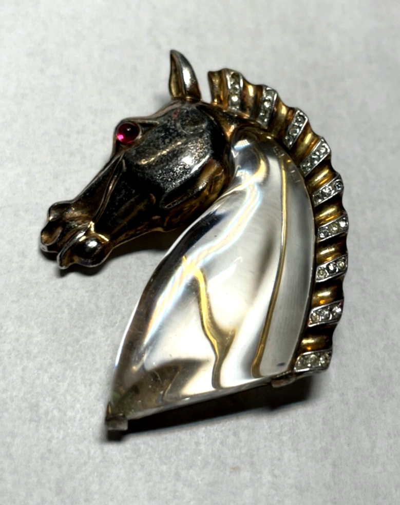 Vintage Trifari Jelly Belly Pferdekopf Brosche Sterling Alfred Philippe 19403