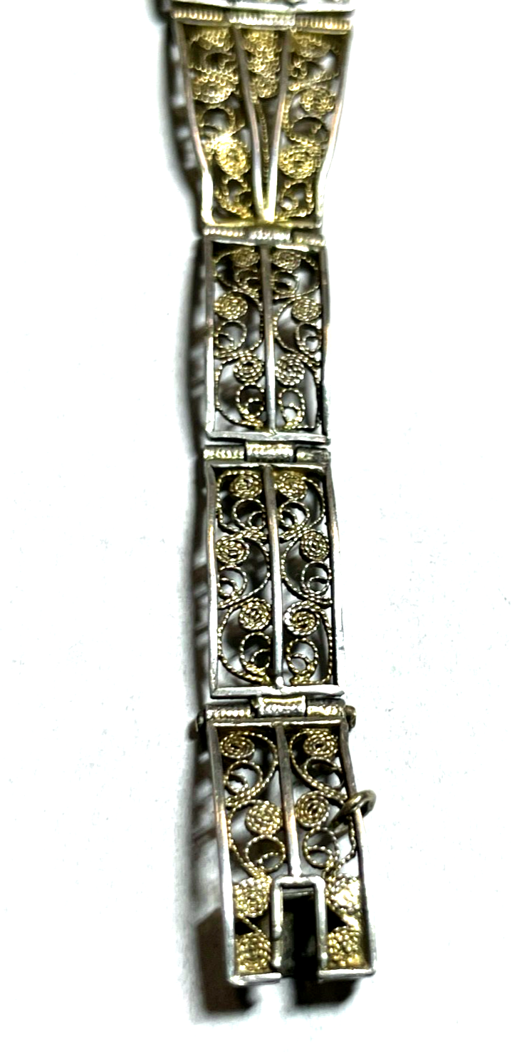 Antik 900 Silber FiligransilberArmband mit Muschel Gemme Cameo 20er J L 18 cm7