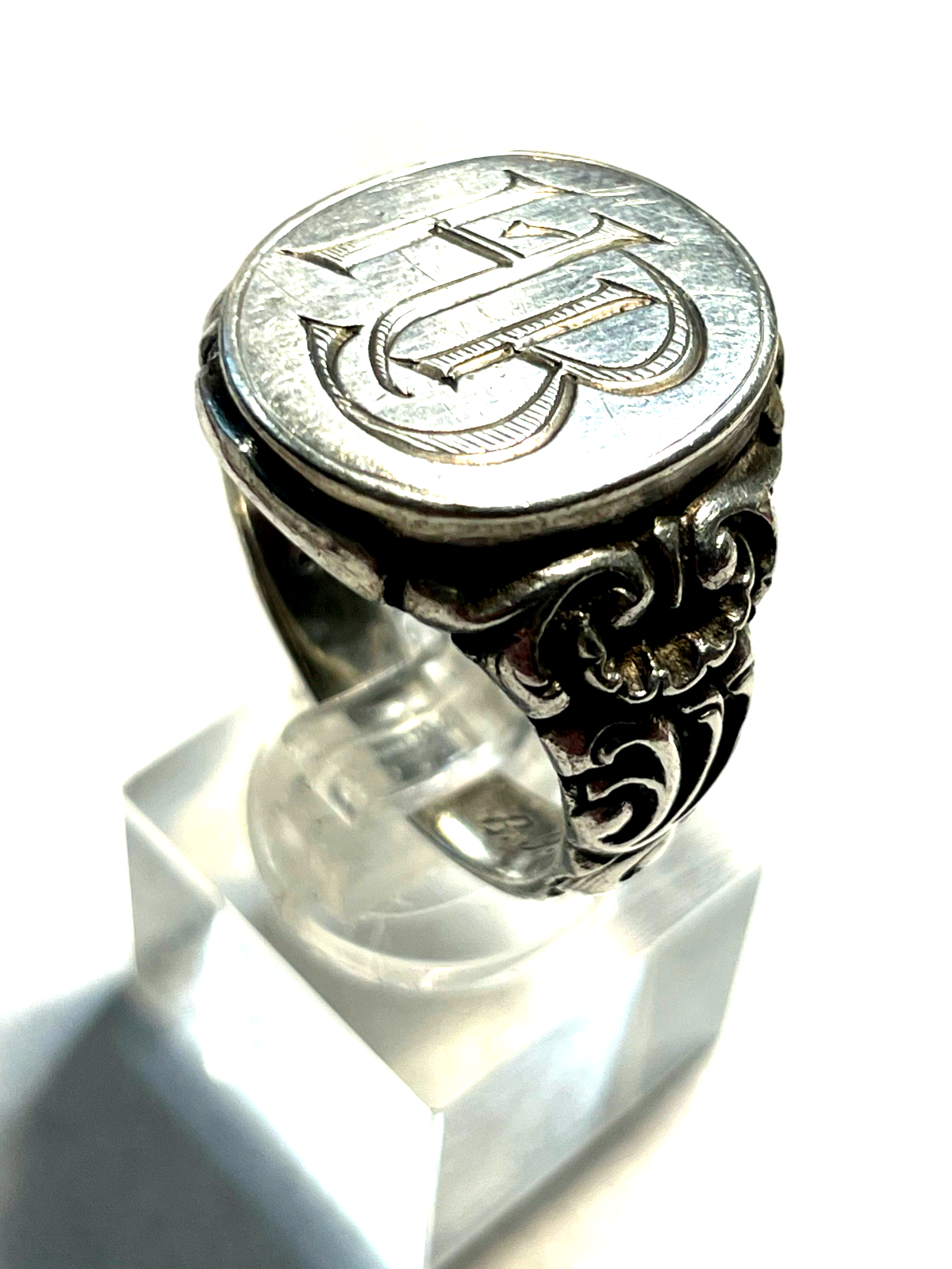 Antik 835 Silber Herrenring Ring Siegelring Initialen HB o BH RG 64 Handarbeit8