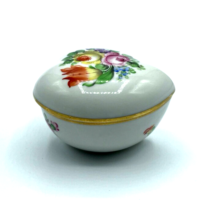 Vintage Herend Porzellan Dose Deckeldose Herz Blumen Bukett handbemalt3