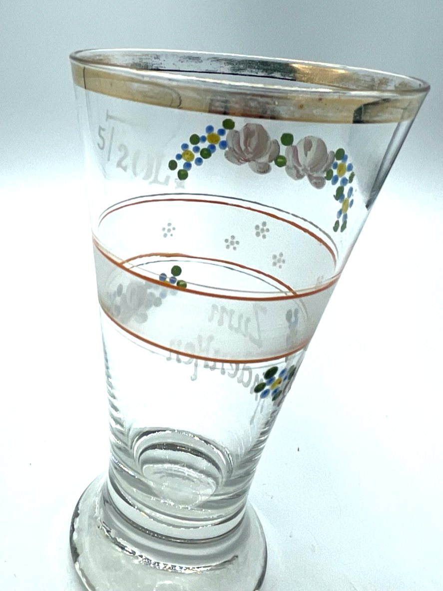 Antik Glas Jugendstil Andenkenglas Vergissmeinnicht Rosen Kaltemaille Malerei3