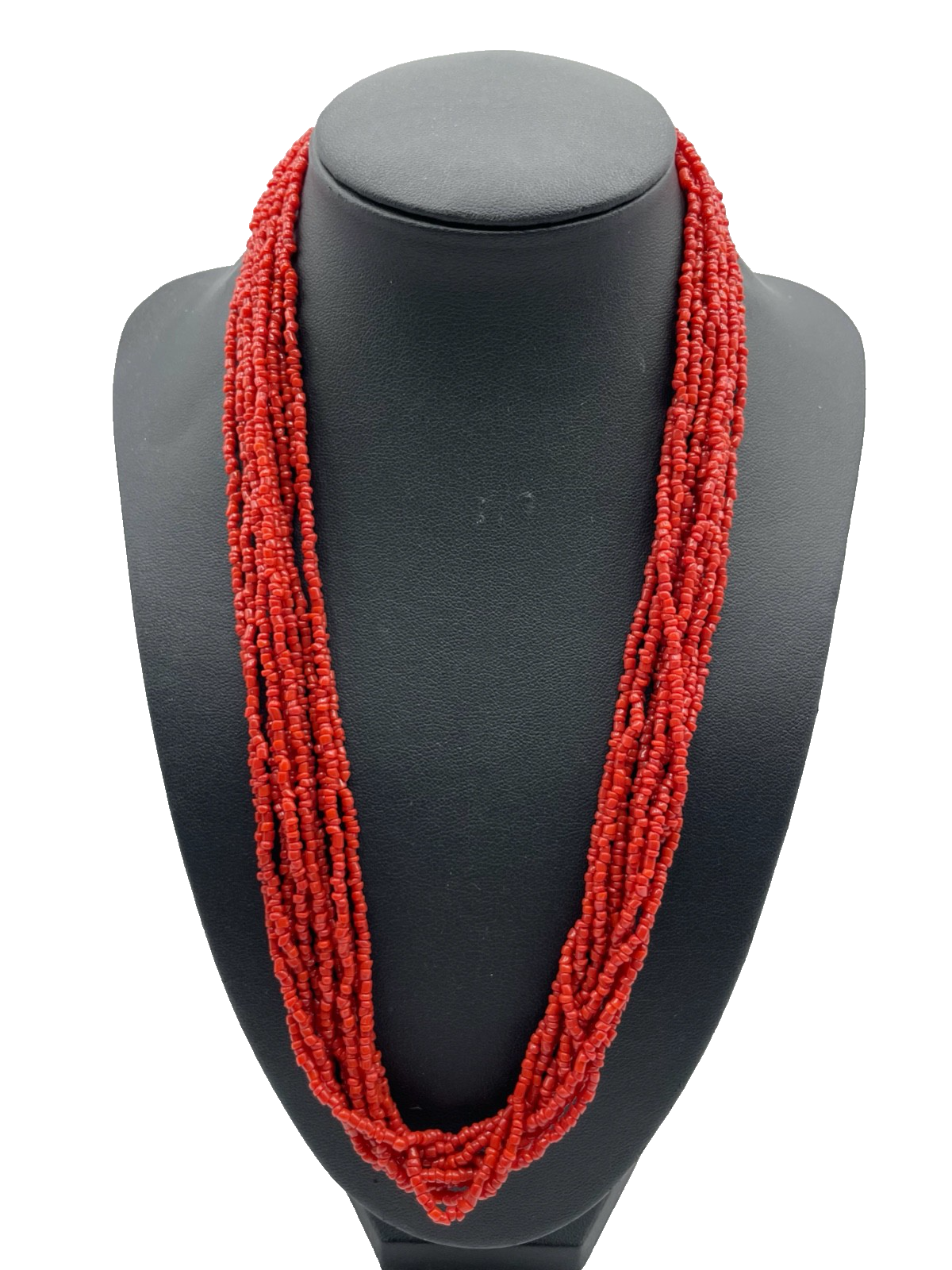 Vintage Korallenkette Korallen Perlchen 10 Stränge Collier L 53 cm B 30 mm gepfl0