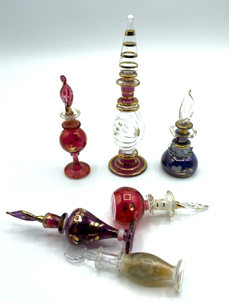 Konvolut 5 vintage verschiedene Glas Parfum Flakon Ägypten Handarbeit gepflegt4