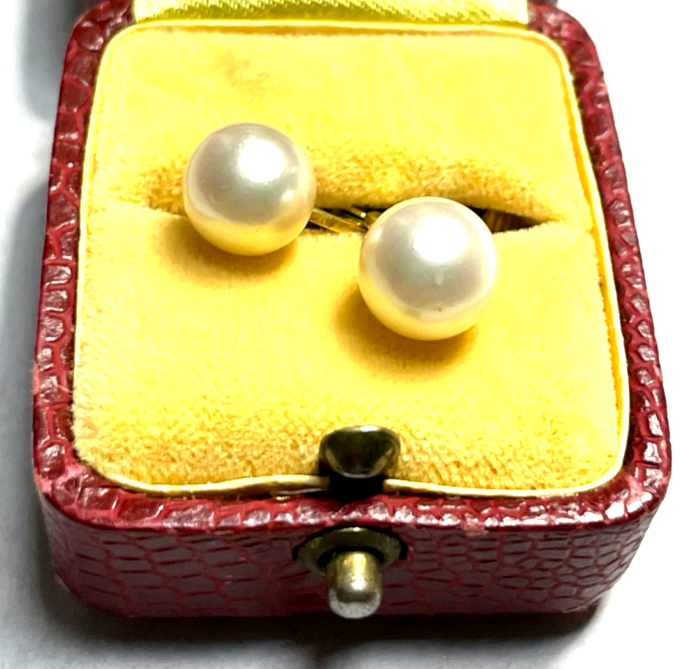Stattliche 585 Gold 1 4 K Ohrringe Ohrclips Clips zeitlos mit Akoya Perle Ø 101