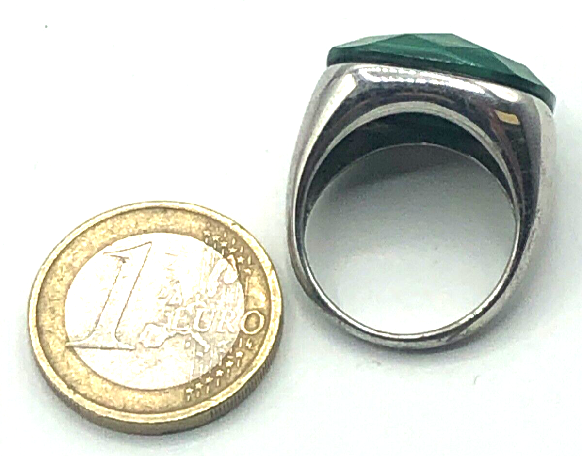 925 Silber Ring Malachit Facettschliff 19 mm RG 60 solider Klassiker Handarbeit2