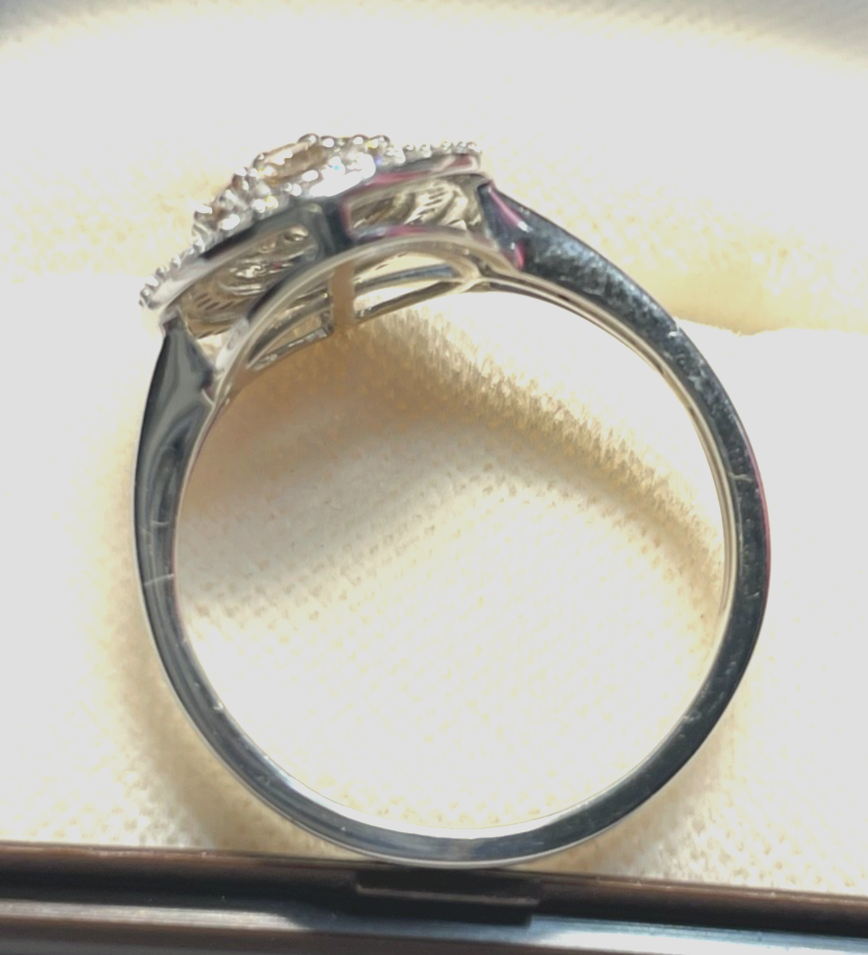 585 Gold 14 K Weißgold Entourage Ring Brillanten 2 farbig Ø 17,8 mm RG 56 gepfl.8
