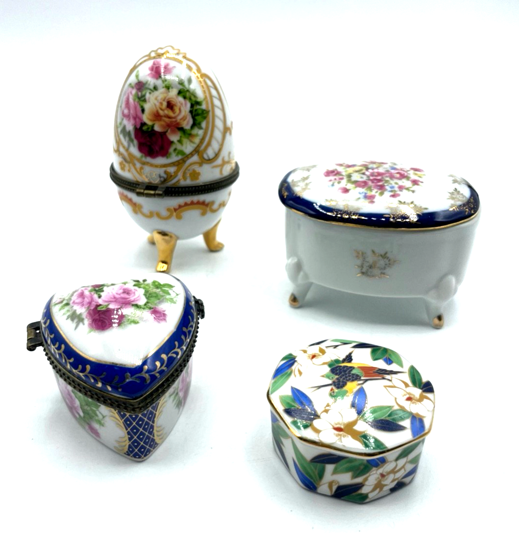 4 vintage verschiedene Porzellan Dose Döschen Porzellandosen Deckeldose gepfl.1