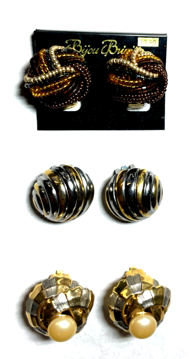 3 Paar elegante Ohrclips sehr gepflegt hochwertiger Modeschmuck bicolor5