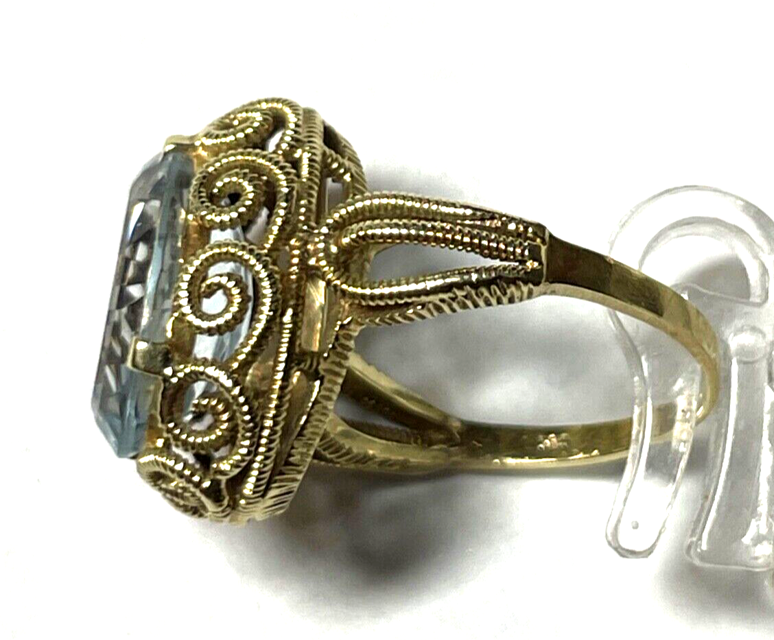 Massiver 585 Gold 14 K Ring Aquamarin oval Ø 16 mm RG 51 Juwelier Etagenring7