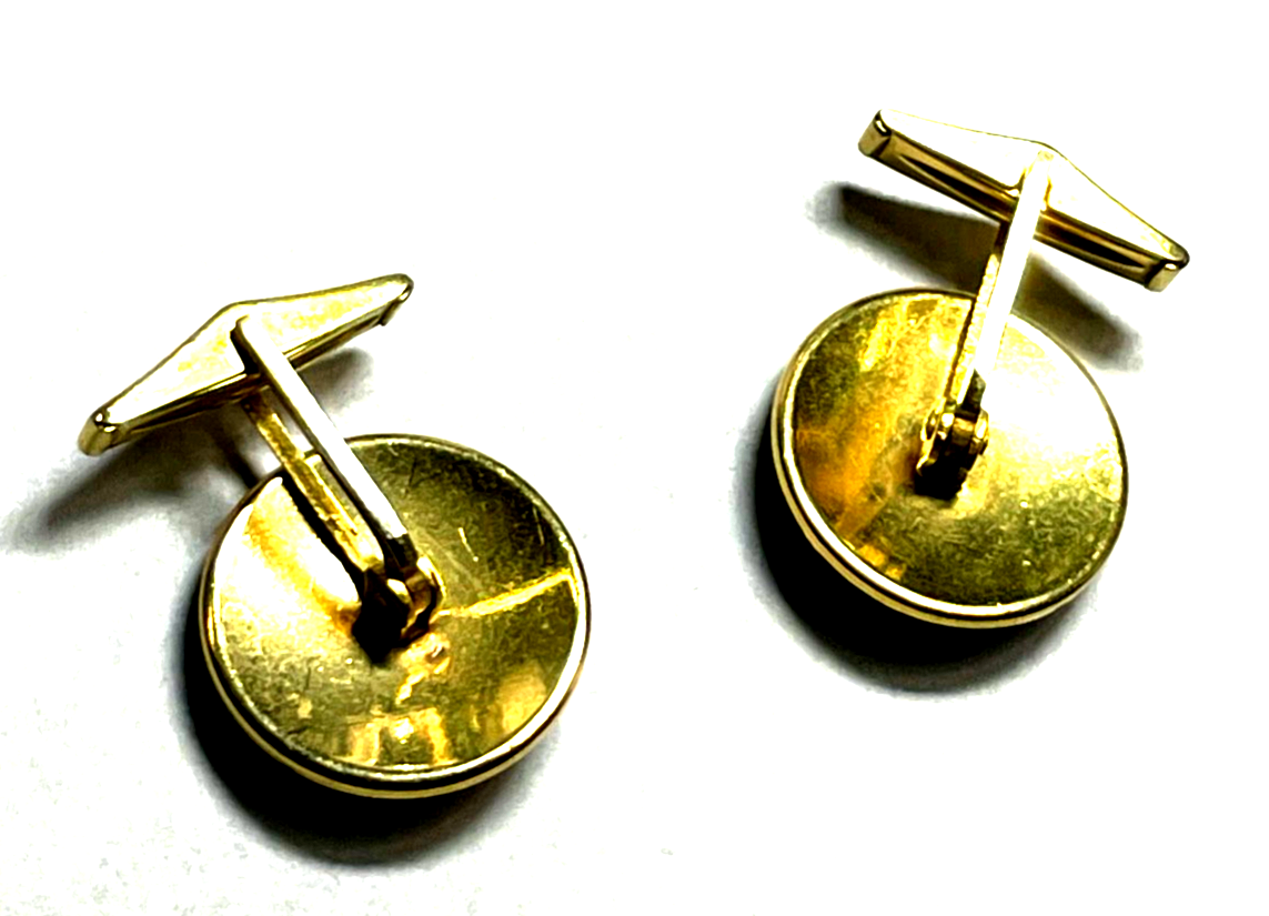 Vintage Toledo unisex Manschettenknöpfe Ø 21 mm Damaszener Handarbeit vergoldet3