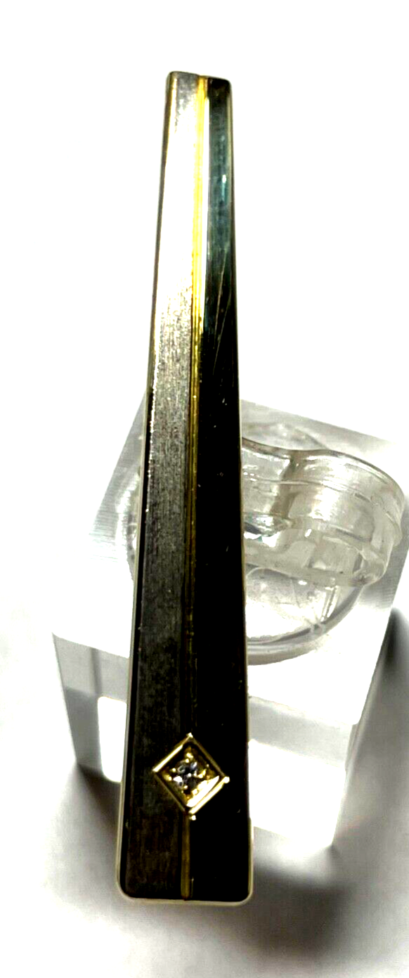 835 Silber teilvergoldet Krawattenklammer Krawattenhalter kl. Diamant Juwelier3