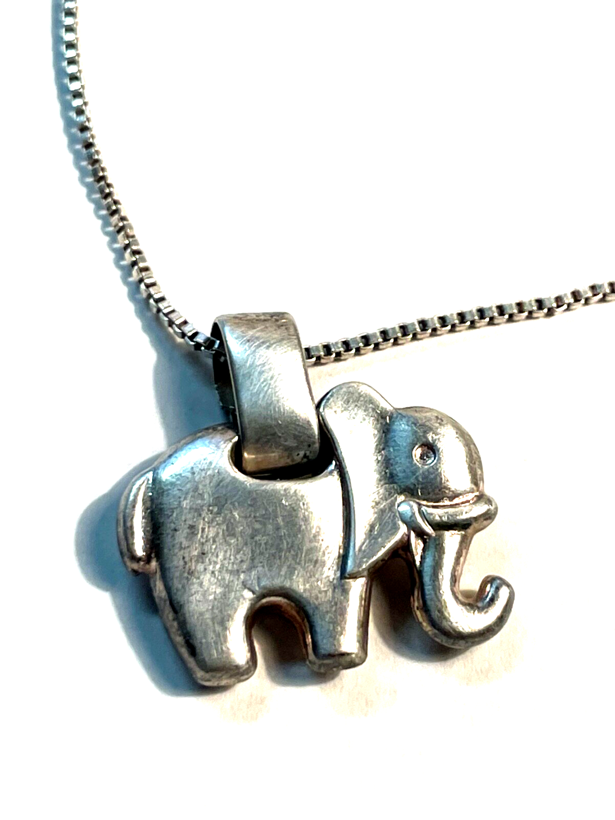 925 Silber Elefant  Anhänger an 925 Venezianer Halskette Silberkette L 41 cm2