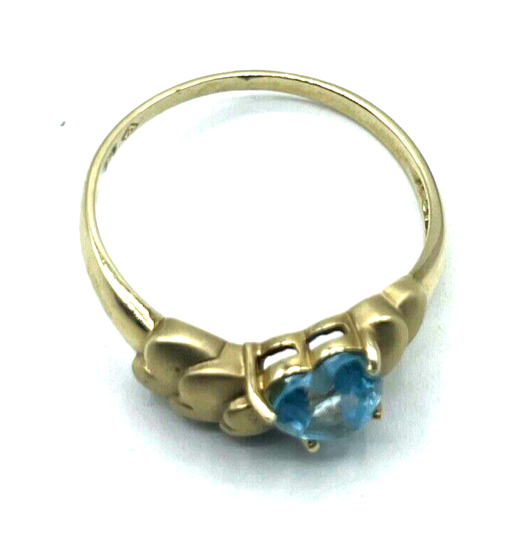 375 Gold 9 K Ring Blautopas Herz mattierte Herzen Ø 19 mm RG 60 Juwelier solide6