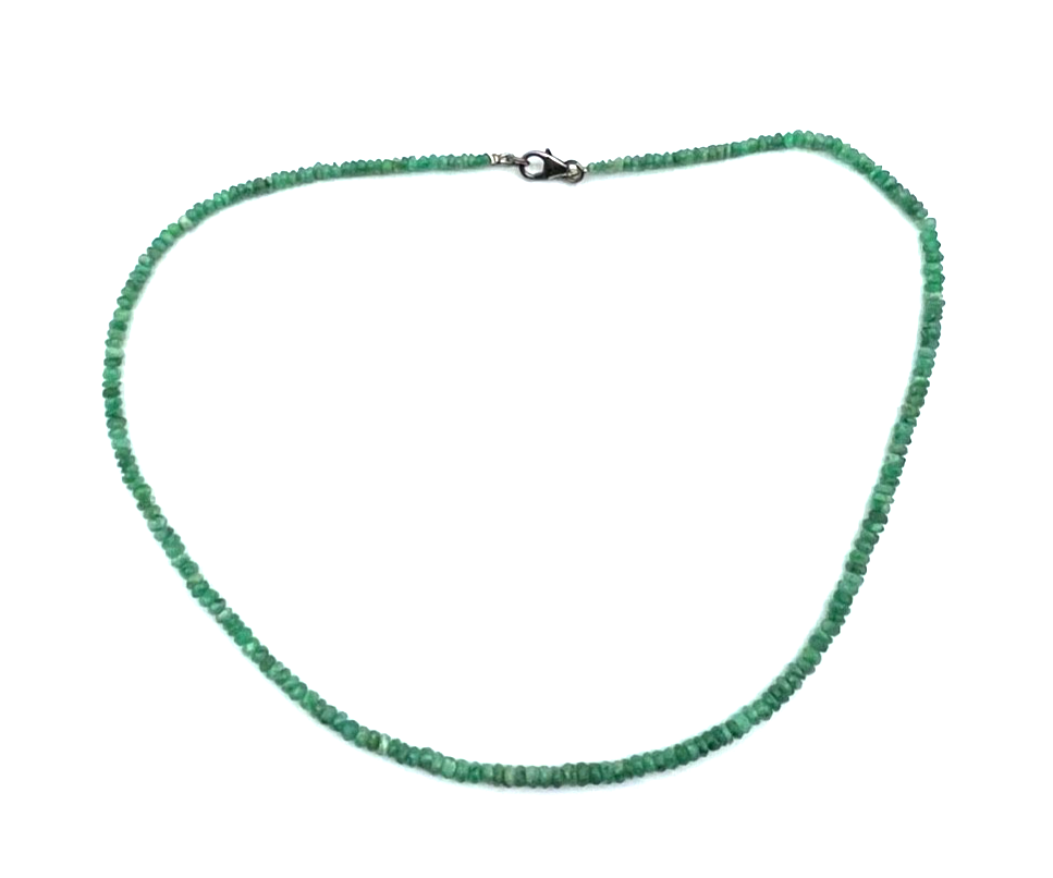 925 Silber echte Smaragd Halskette facettiert Kette L 45 cm im Verlauf gepfl.0