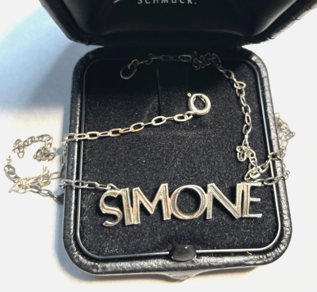 Vintage 800 Silber Kette Namenskette SIMONE Silberkette L 41,0 cm gepflegt0