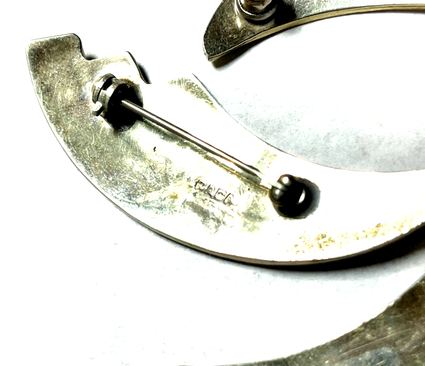 Vintage Set Ohrstecker + Brosche Mexiko Alpacca mit Abalone Paua Muschel Einlage5