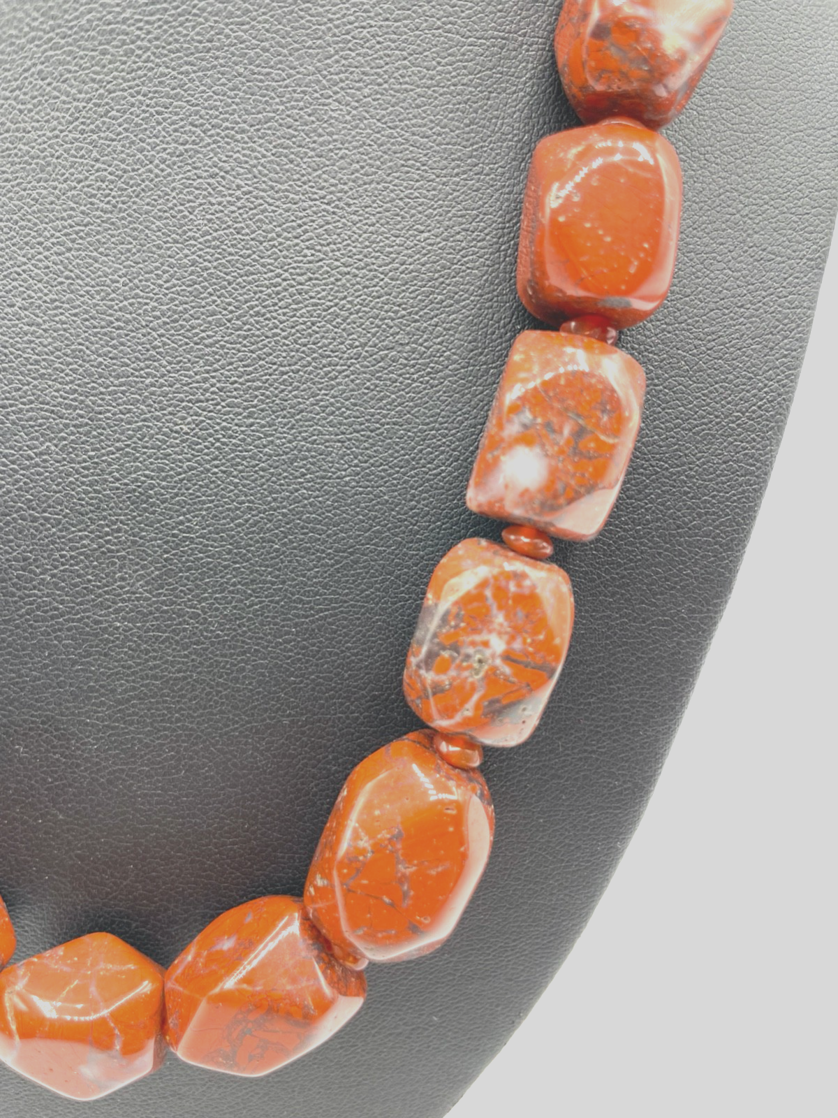 Roter Jaspis Cluster Kette Brekzien Jaspis Collier 925 Silber Karabiner L 50 cm1