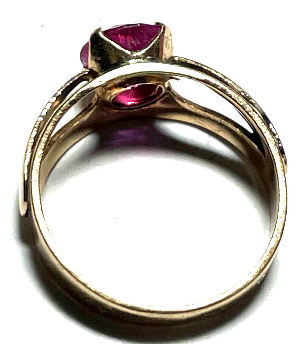 Solider vintage 585 Gold 14 K Ring Rotgold roter russischer Spinell Ø 17mm RG 538