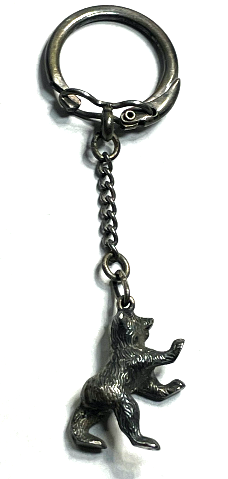 Vintage 835 Silber Schlüsselanhänger Keyholder vollplastischer Berliner Bär5