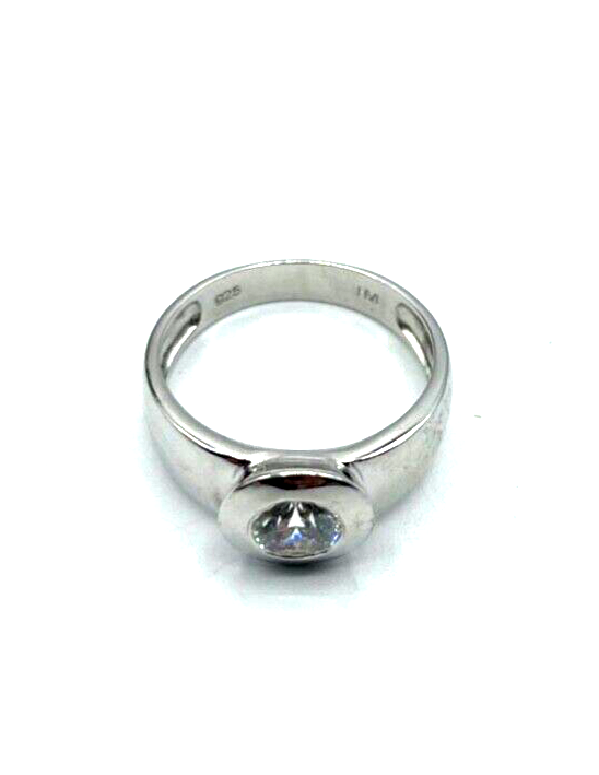 Solider 925 Silber Ring Bandring Solitär Zirkonia Ø 7 mm  RG 60 Ø 19 mm unisex5