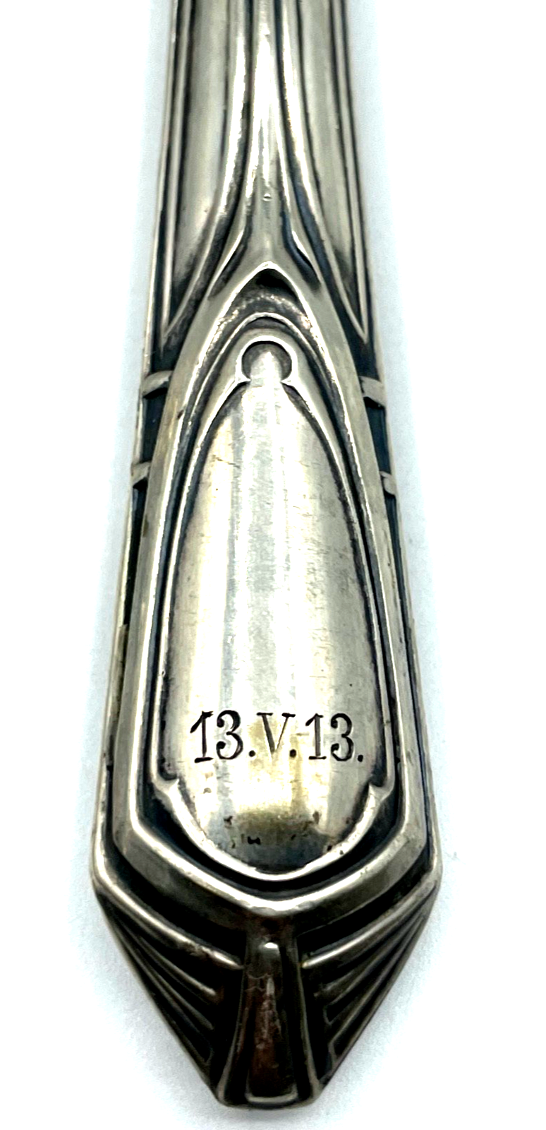 Antik Jugendstil Vorleger Salatbesteck 800 Silber + schwarzes Horn gepflegt9