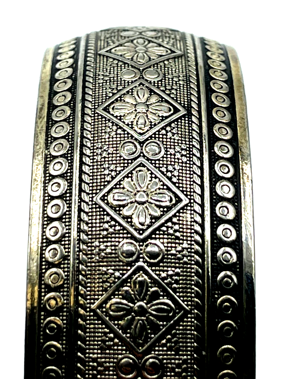 Vintage wunderschöner Tibet Silber Armreif offene Armspange unisex B 25 mm gepfl1