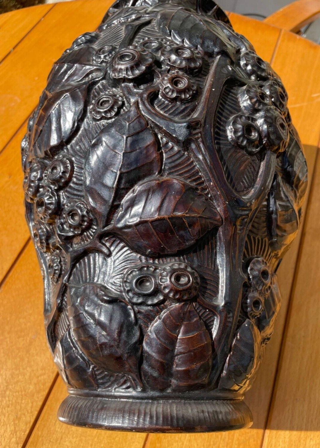 Antik gr.  Jugendstil Vase Tonscherben Terrakotta braun glasiert wie Maresch7