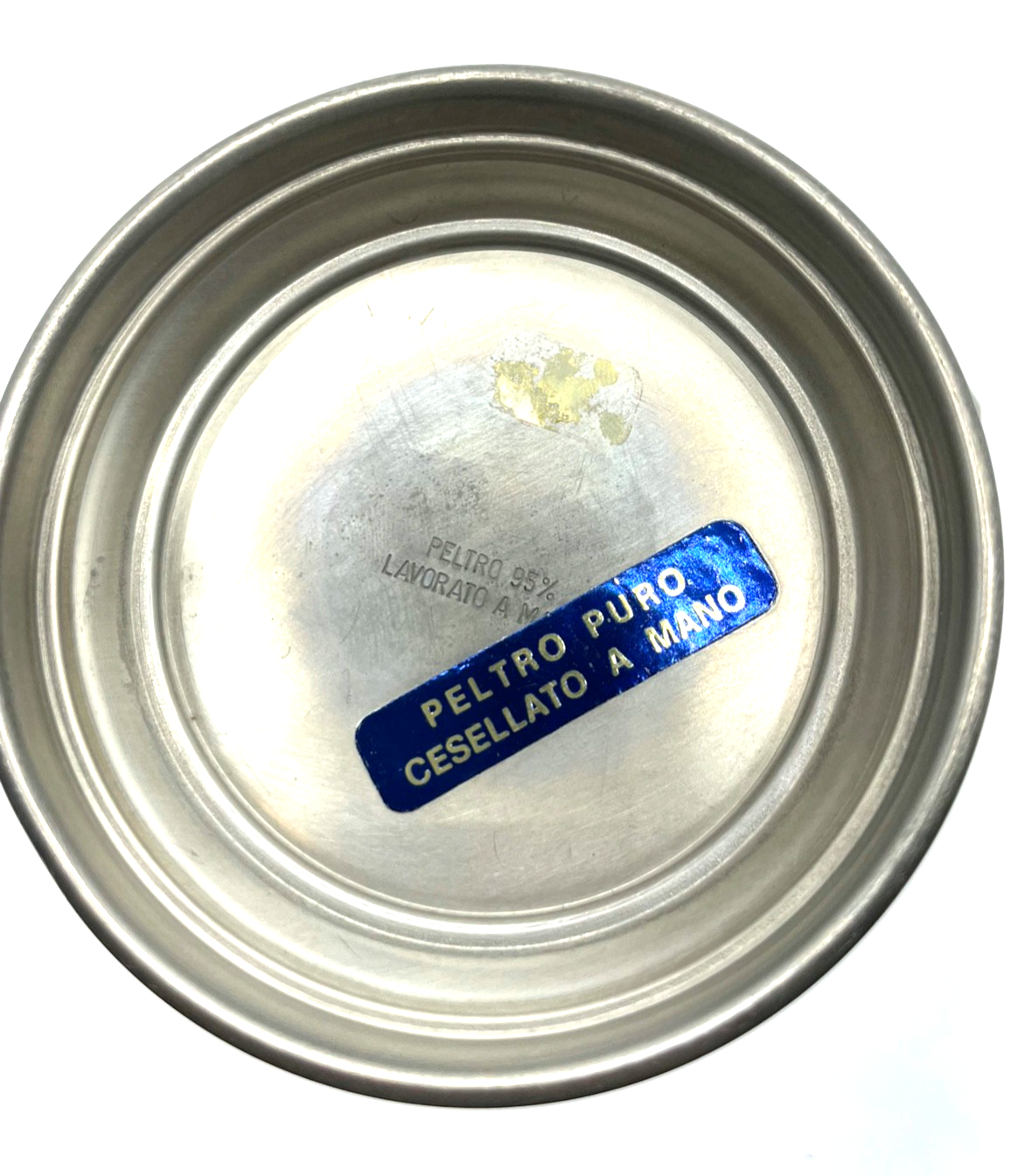 Wunderschöner Zinn Becher Italien handdekoriert floral Henkelbecher H 13,5 cm7
