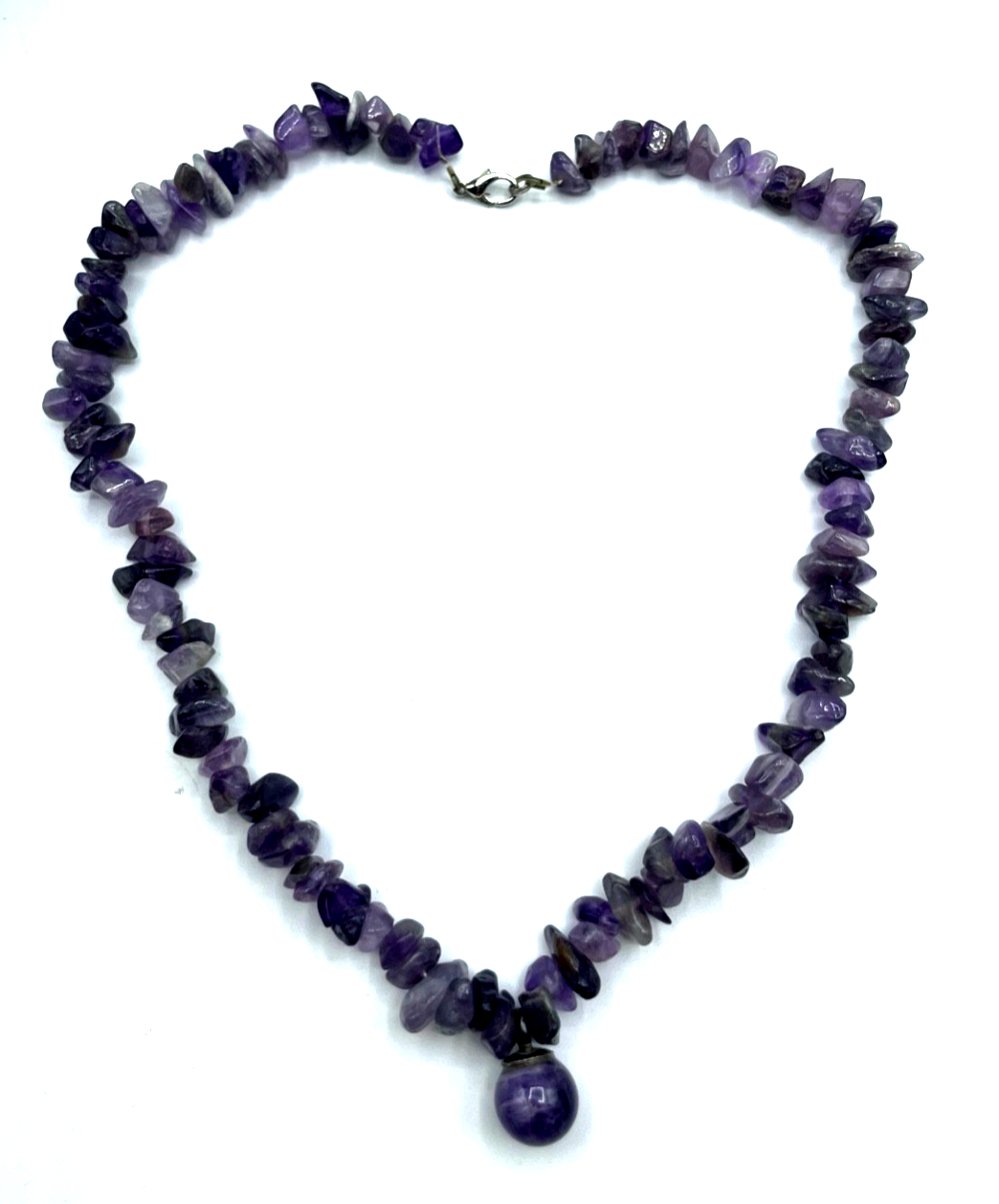 Natürliche Amethyst polierte Splitterkette L 46,5cm B 8-13 mm mit Kugel Anhänger4