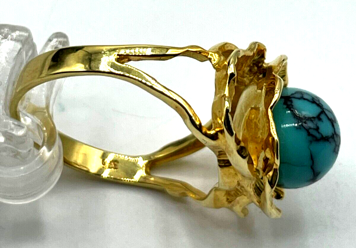 375 Gold 9 K Ring Türkis Perle sehr schöne Fassung Ø 19 mm RG 60 Juwelier solide4