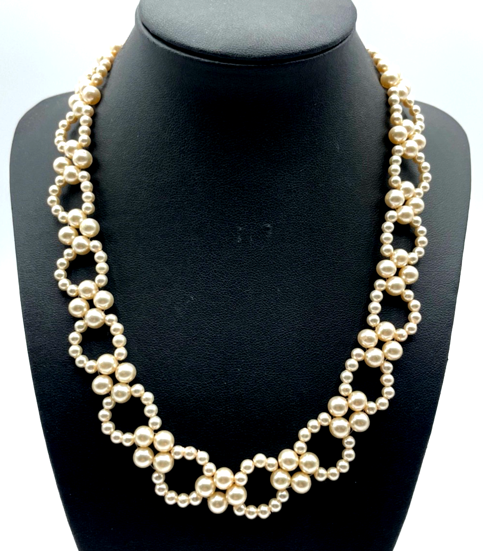 Vintage aparte mid-century Halskette Perlen Kragen Halsband Collier Topzustand0