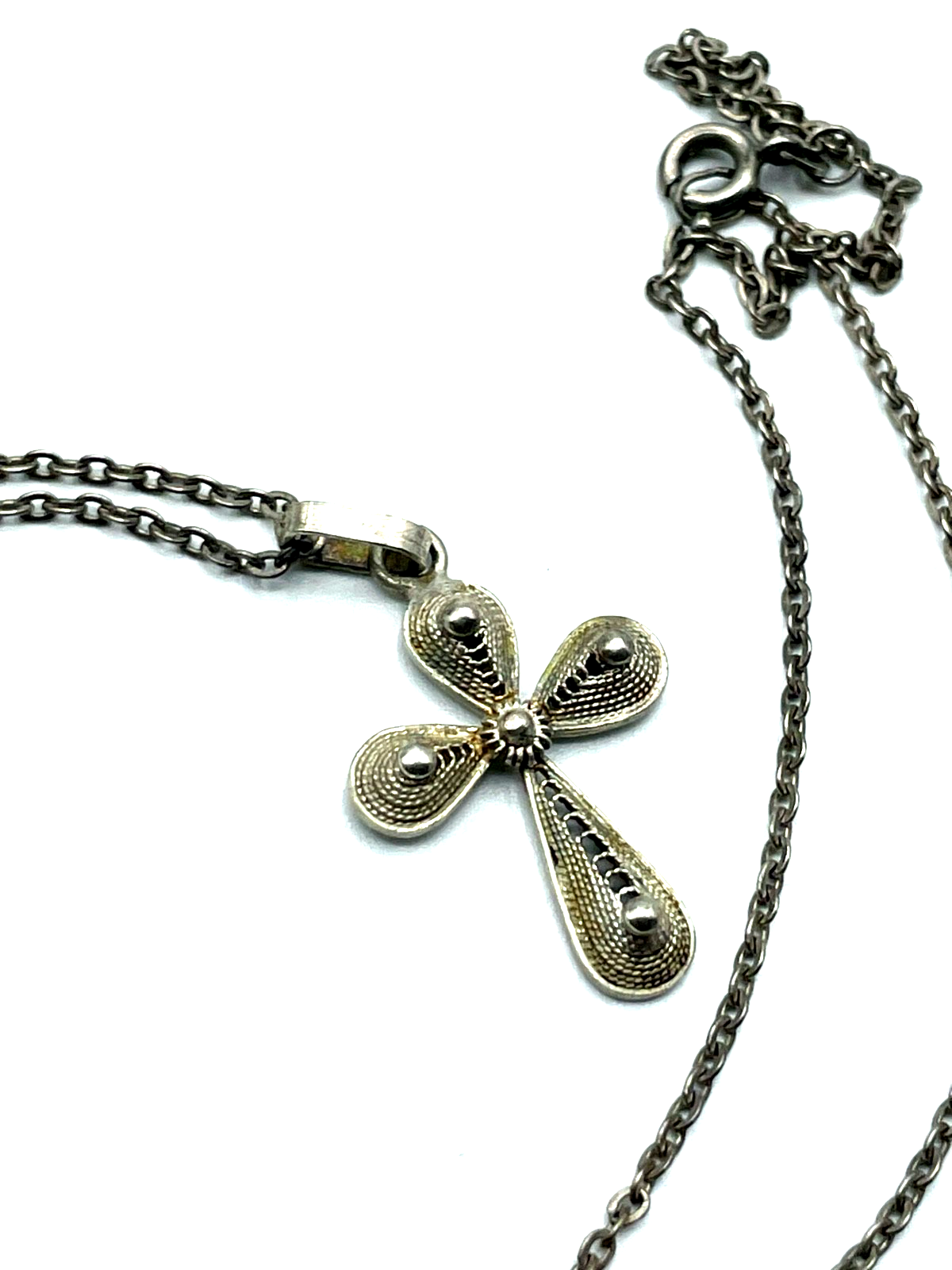 ANTIK 835 Silber Kreuz Kruzifix Anhänger an solider 42 cm Silberkette UNISEX6